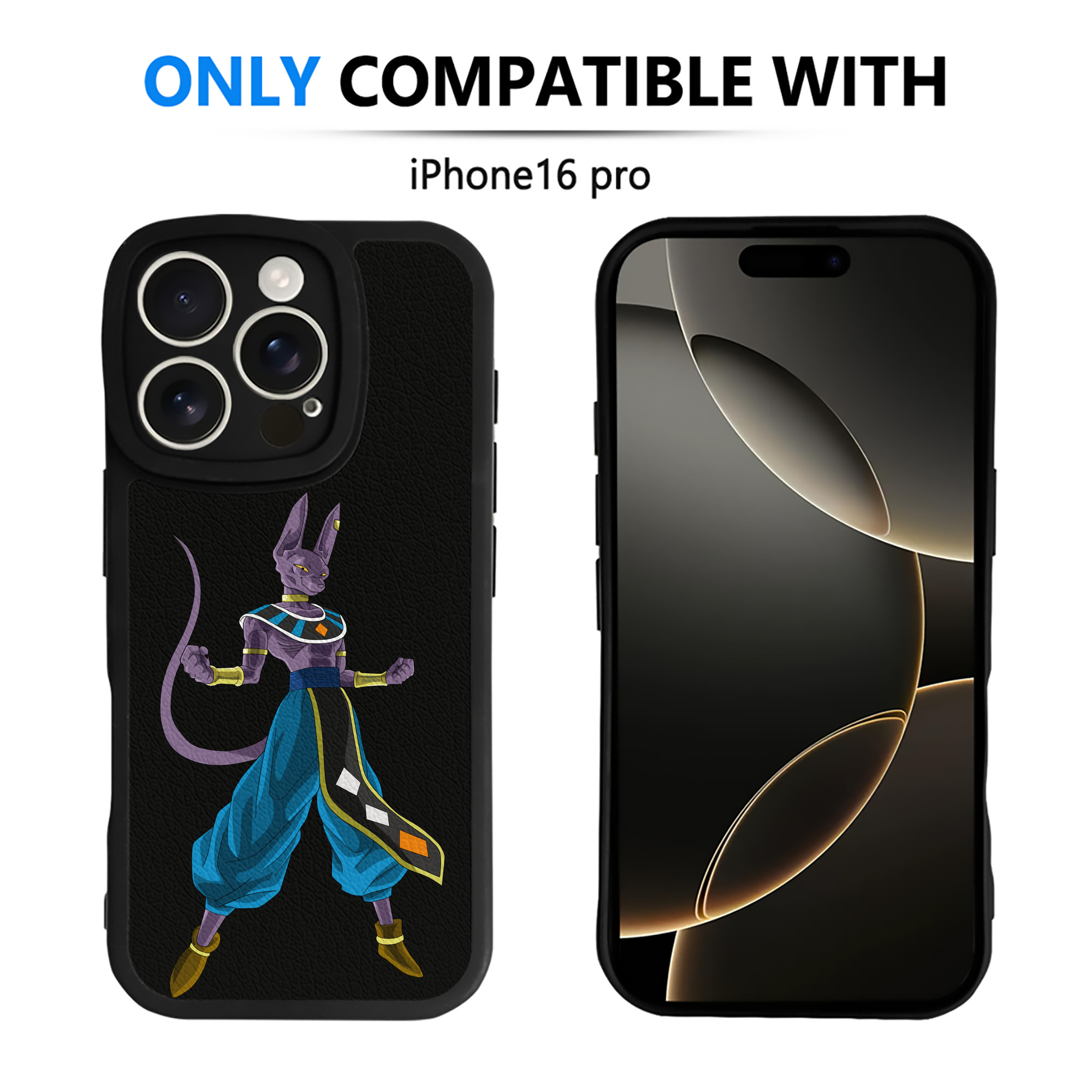 （画像用） ドラゴンボール ビルス 破壊神ビルス DRAGON BALL Beerus Birusu 【iPhone 16シリーズ対応】シリコンスマホケース（レザー調） 材質：シリコン